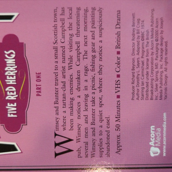 Lord Peter Wimsey Five Red Herrings 4 VHS BBC Drama Mystery 1974 Series - Picture 4 of 10